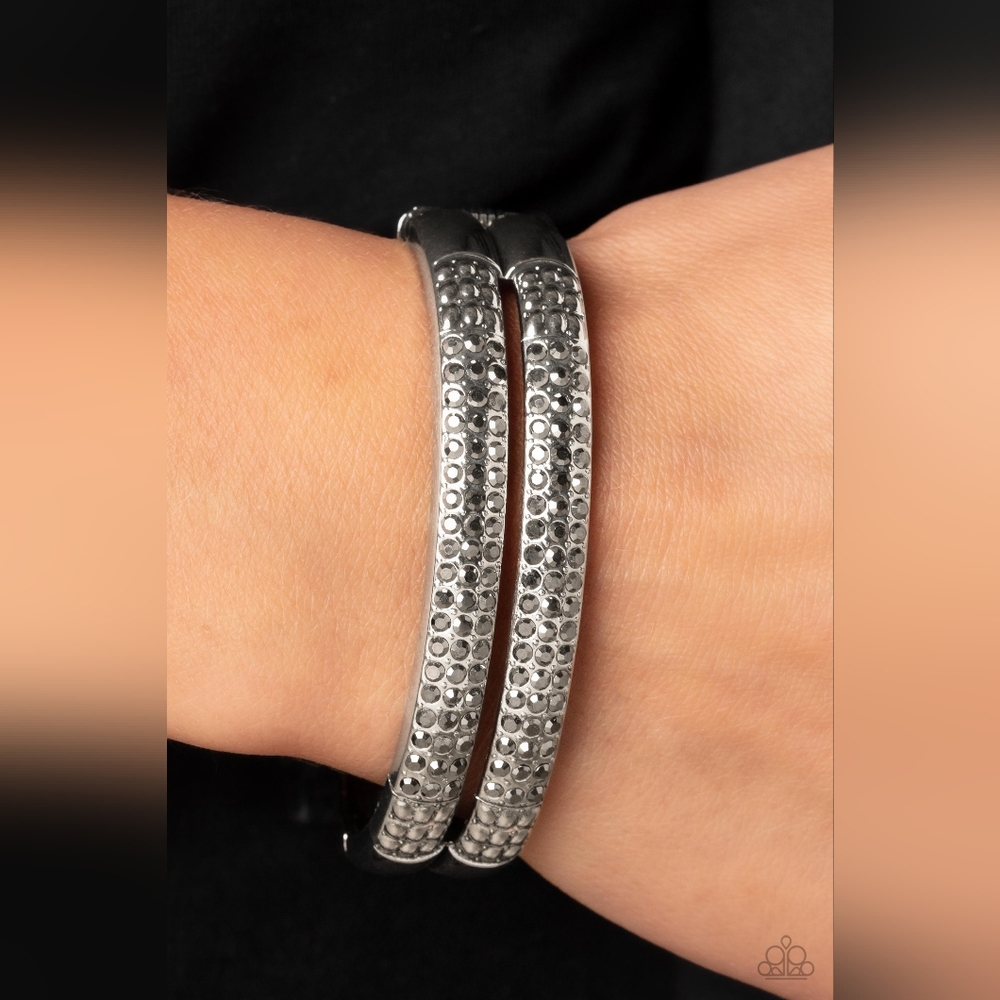 Elegant Silver & Hematite Hinge Bracelet